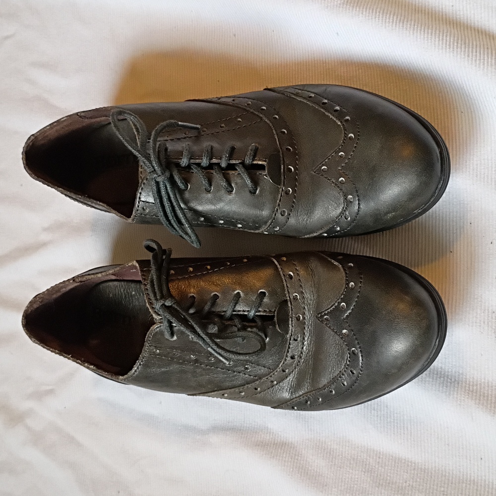 Born Dark Gray Leather Brogue Shoe - Picture 2 of 8